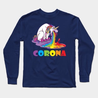 unicorn makes corona puke Long Sleeve T-Shirt